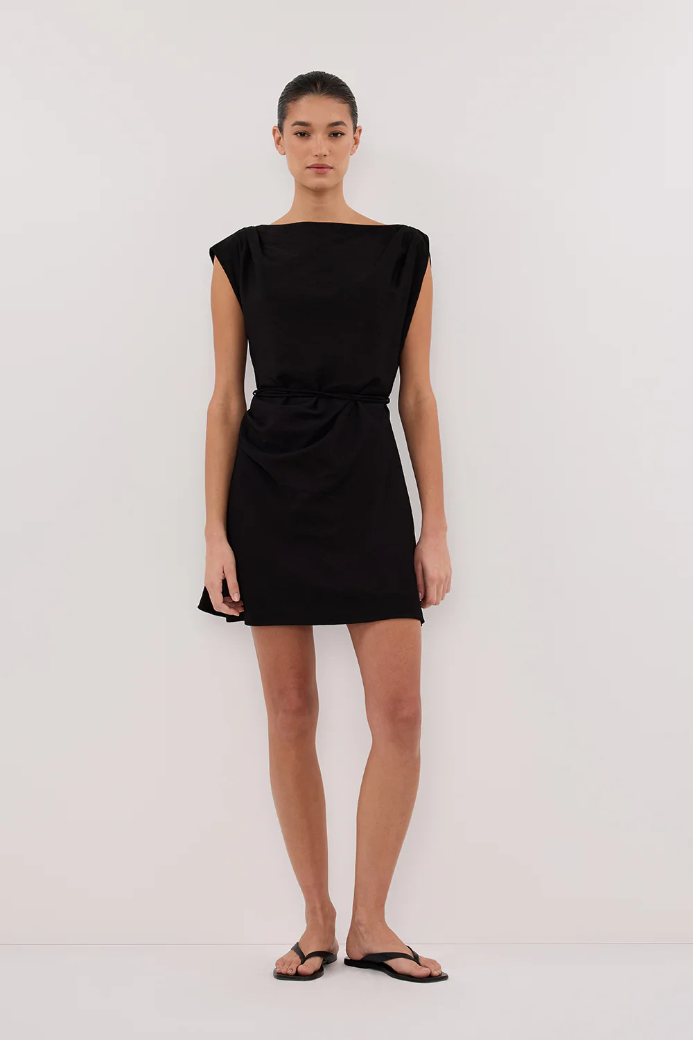 MARMO BLACK DRAPED MINI DRESS | DISSH