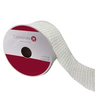 3.5" x 5yd. Faux Dupioni Wired Glitter Net Ribbon by Celebrate It® Christmas | Michaels Stores