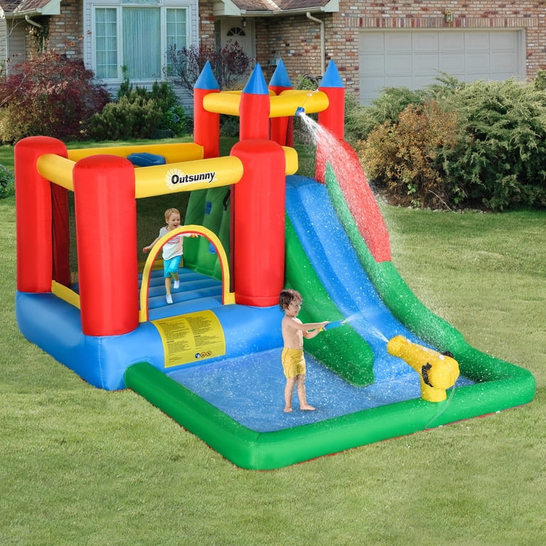 Outsunny 6-in-1 Kids Bounce House & Water Slide, 264 lbs, Ages 3-8 | Walmart (US)