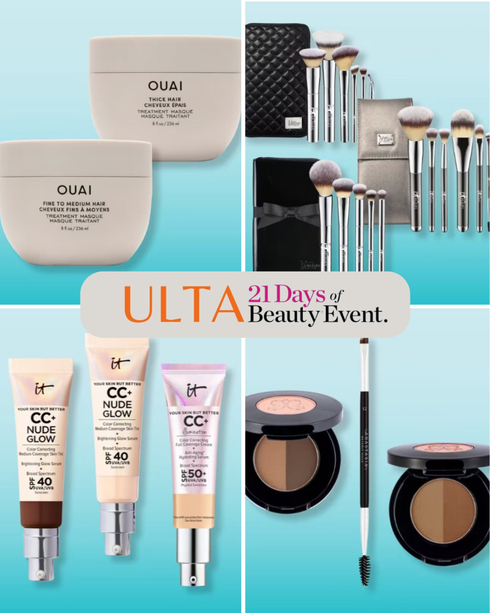 Today’s half off deals at Ulta!

Ouai hair mask
It cosmetics brush sets
It cosmetics cc cream
Anastasia brow powder 

#LTKSaleAlert #LTKFallSale #LTKBeauty