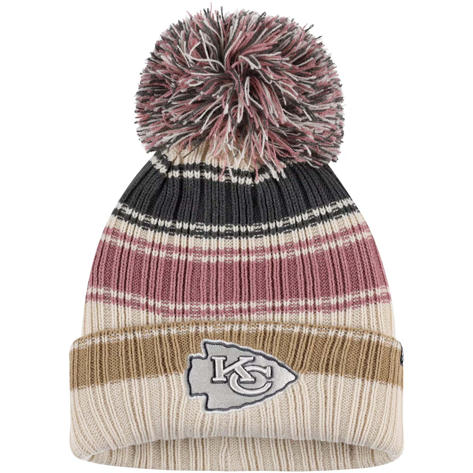 Women's Kansas City Chiefs '47 Cream Daphne Cuffed Knit Beanie with Pom | NFL Shop