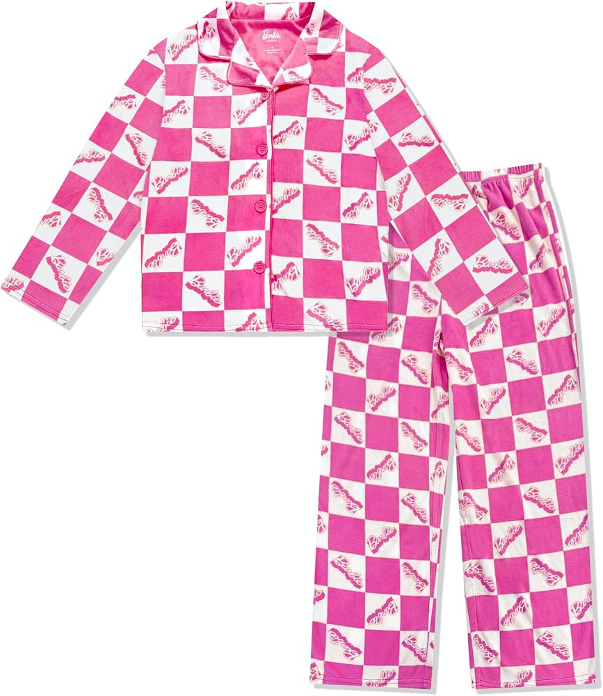 Barbie Girls Pajama Set - 2 Piece Girls Pjs Button Down Long Sleeve & Pants For Kids - Official P... | Amazon (US)