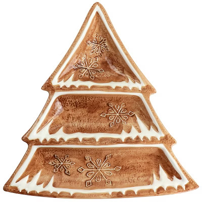 Martha Stewart Ceramic Gingerbread Tree 3 Sectioned Tidbit Tray in BrownThis item is not availabl... | Target