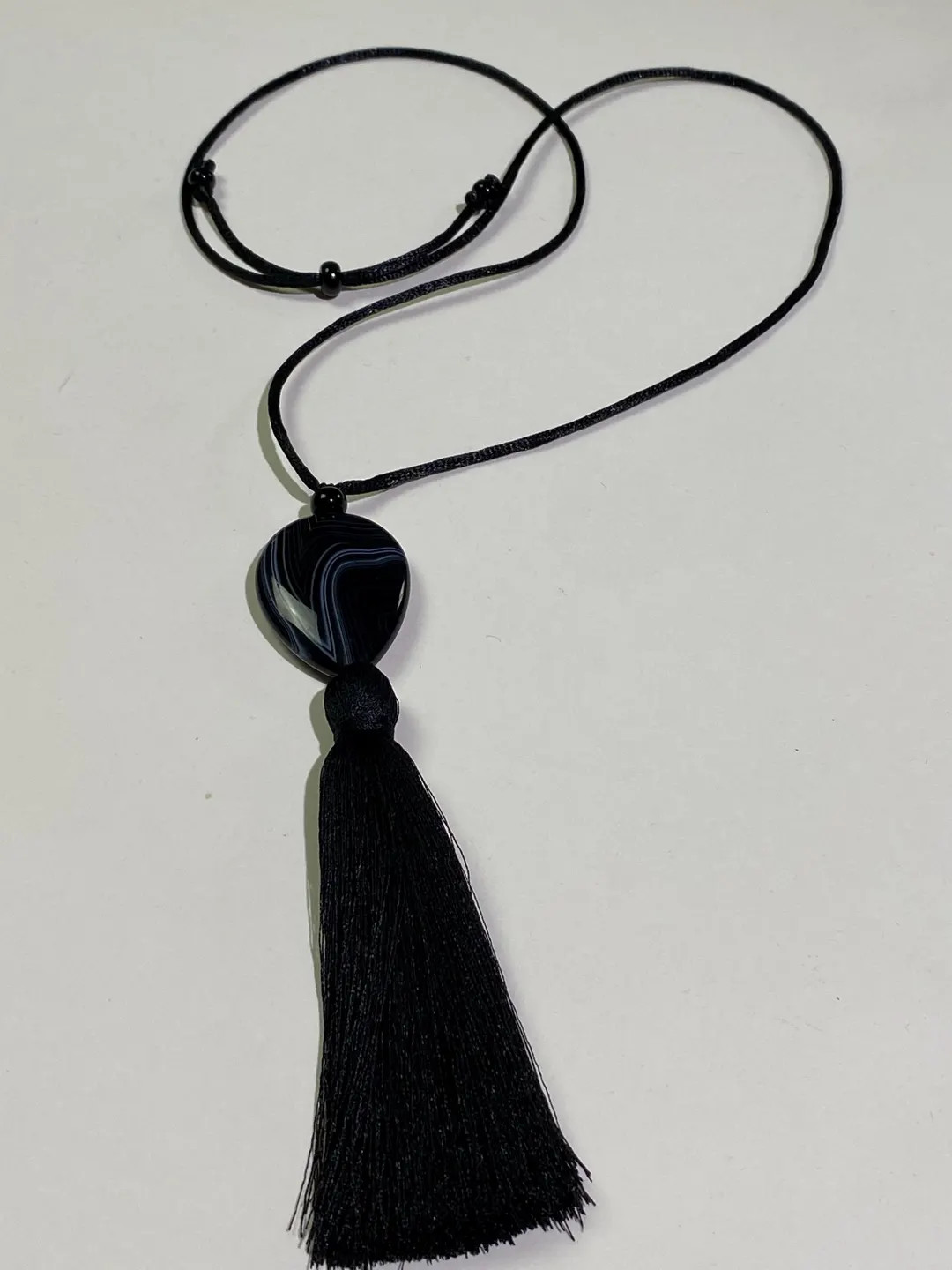 Necklace With Gemstone and Tassel | TRINITY ONYX TASSEL - Etsy | Etsy (US)