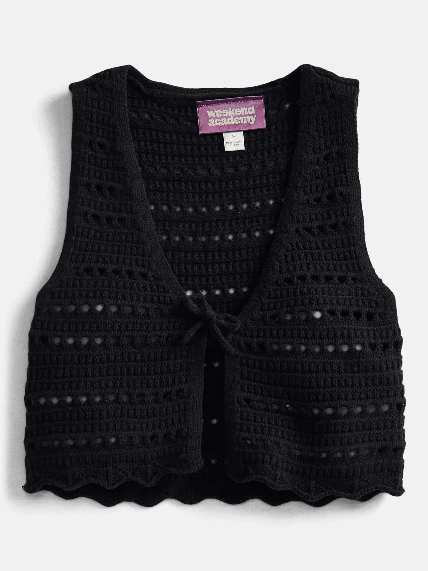 Weekend Academy Girls Crochet Tie Front Vest, Sizes 4-18 - Walmart.com | Walmart (US)