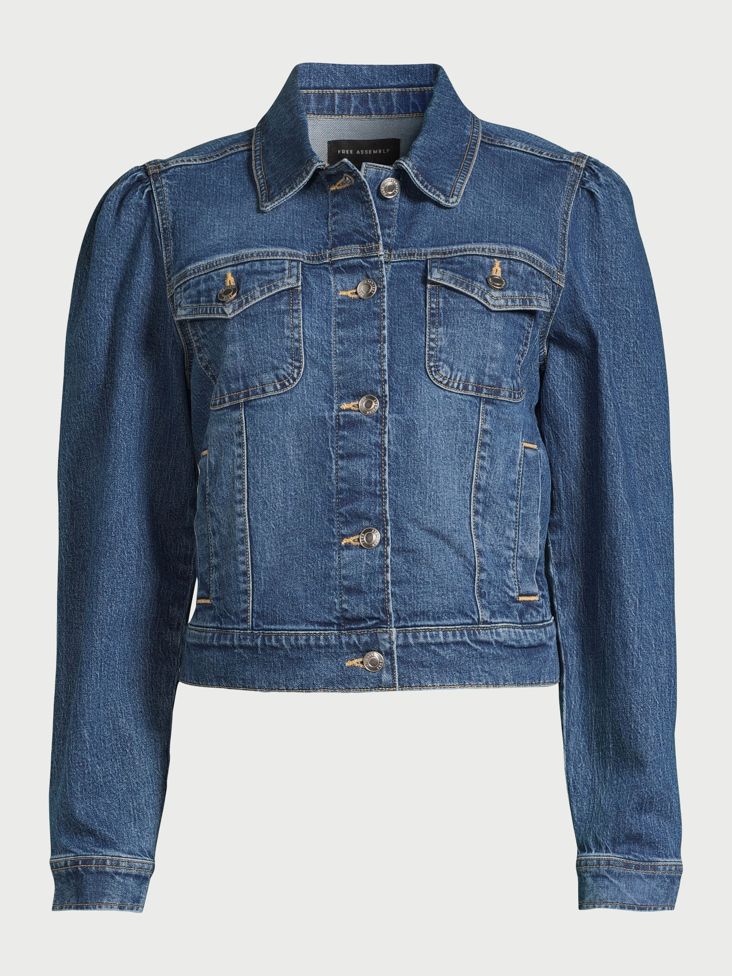 Free Assembly Women’s Puff Sleeve Denim Jacket, Sizes XS-XXL | Walmart (US)
