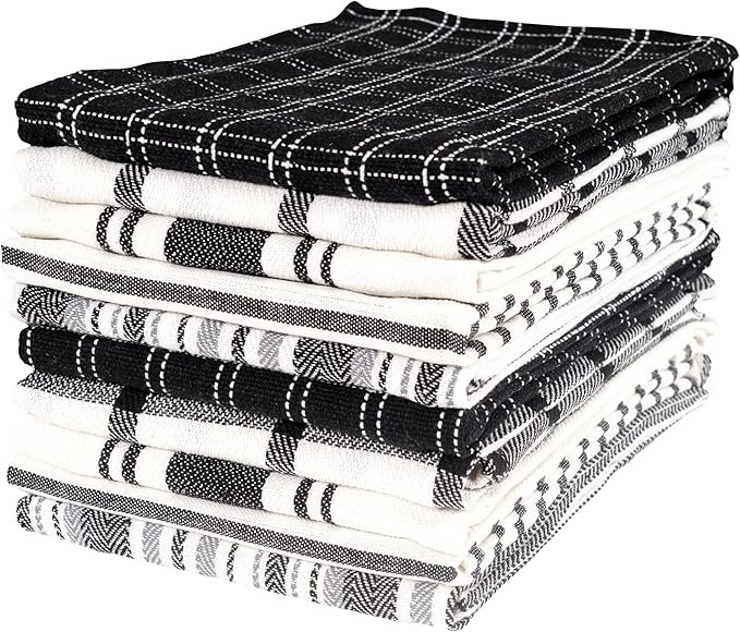 KAF Home Assorted Flat Kitchen Towels - Set of 10, 18 x 28 Inch (Black) | Amazon (US)