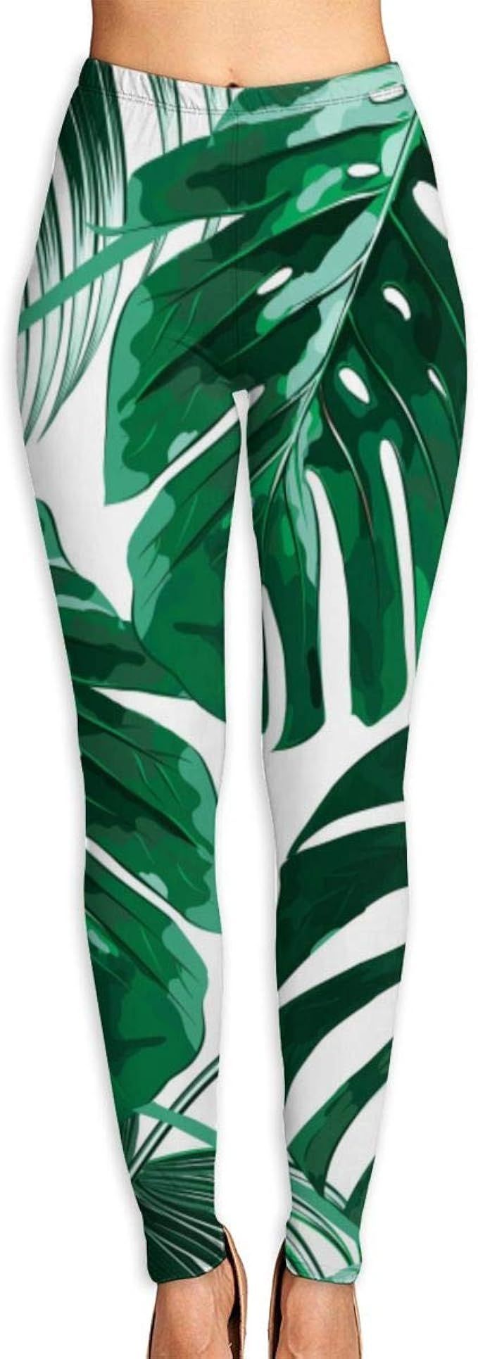 NOT Tropical Palm Leaves Plant Women's 3D Digital Print High Wait Leggings Yoga Workout Pants | Amazon (US)