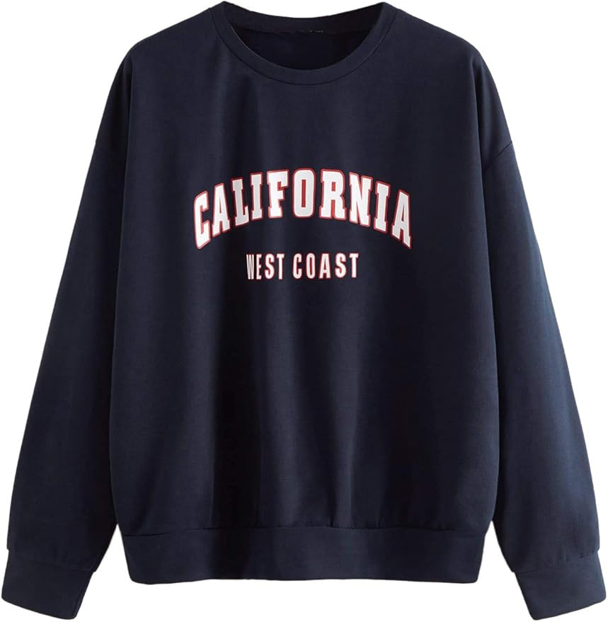 SheIn Women's Crewneck Letter Print Sweatshirt Pullover Top | Amazon (US)