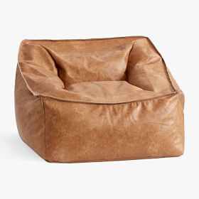 Faux Leather Caramel Modern Lounger | Pottery Barn Teen