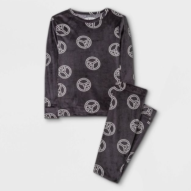 Kids' Peace Signs Print Snug Fit Pajama Set - Cat & Jack™ Black | Target