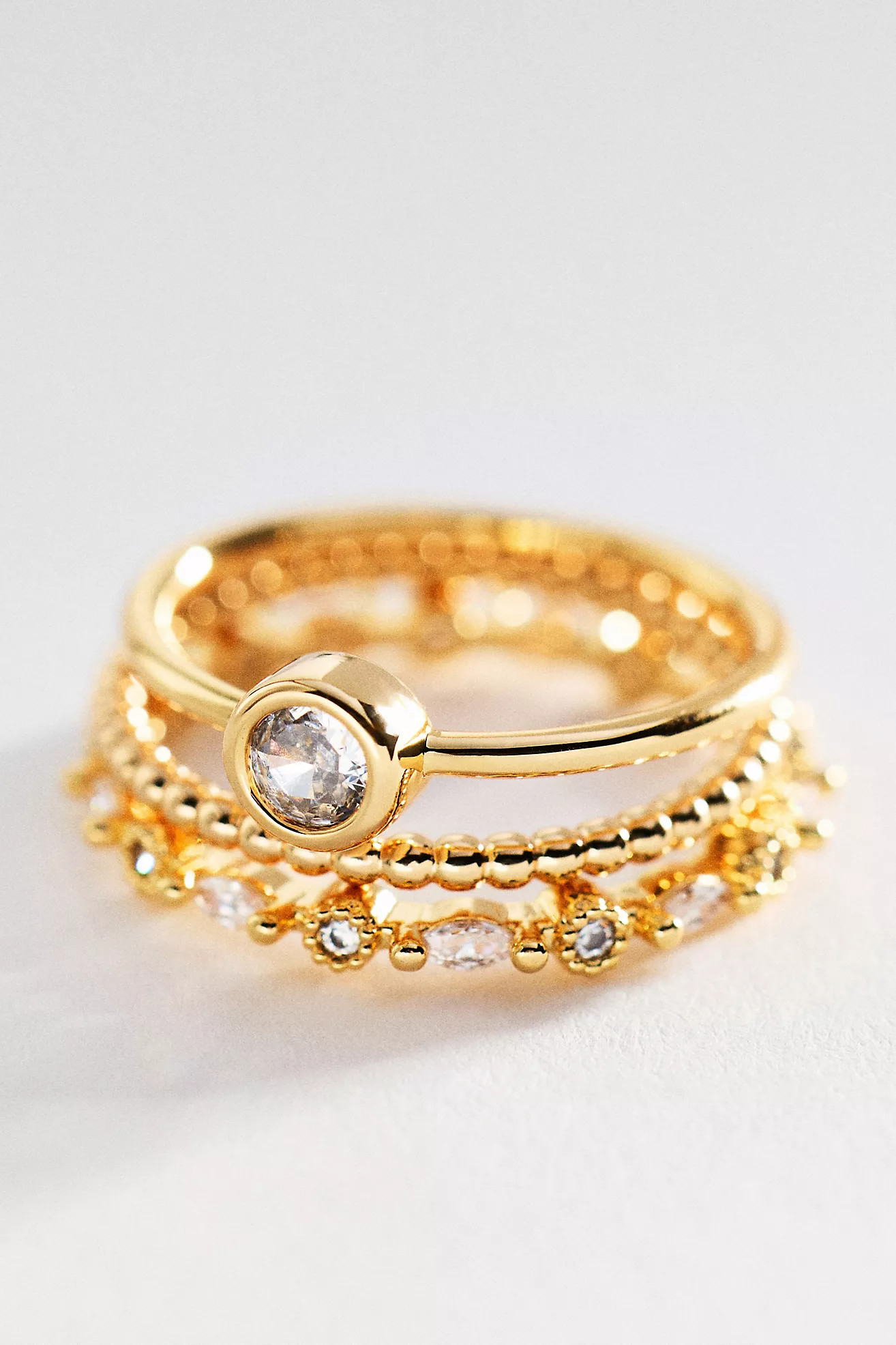 Crystal Stacking Rings, Set of 3 | Anthropologie (US)
