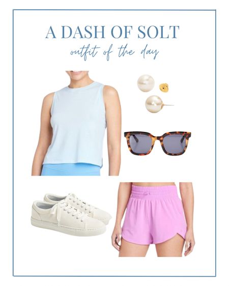 An easy summer active wear outfit to start the week! Perfect summer and anyone chasing kiddos in the sun all day! 

Active wear, athleisure wear, workout clothes, pink shorts, cropped tank, canvas sneakers, pearls, tortoise sunglasses, mom style, classic style, preppy, preppy style, summer style 

#LTKfit #LTKSeasonal #LTKunder100