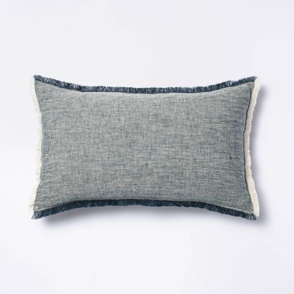 Linen Throw Pillow with Contrast Frayed Edges - Threshold™ designed with Studio McGee | Target