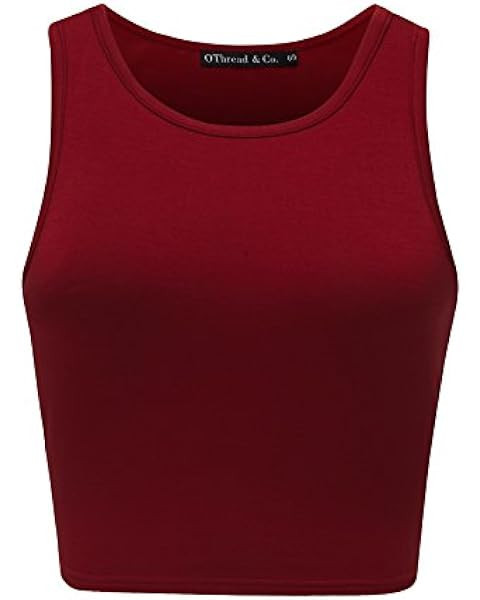 OThread & Co. Women's Basic Crop Tops Stretchy Casual Scoop Neck Sleeveless Crop Tank Top | Amazon (US)