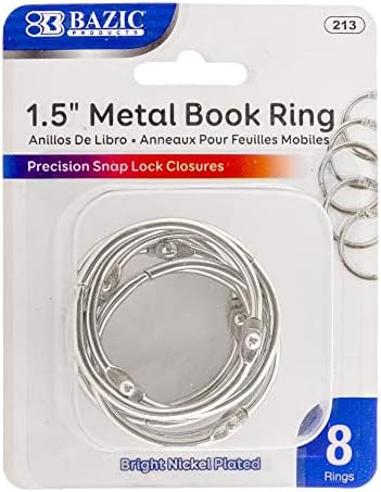BAZIC Loose Leaf Binder Ring 1.5", Book Rings Binder Rings, Nickel Plated Steel Metal Ring for Fl... | Amazon (US)