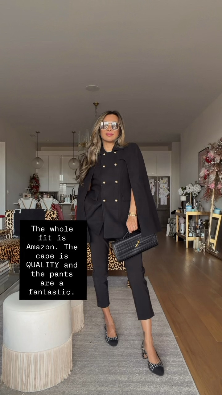 Great wool cape, high waisted pants, full Amazon look with accessories. Size small in all 

#LTKHoliday #LTKOver40 #LTKFindsUnder100