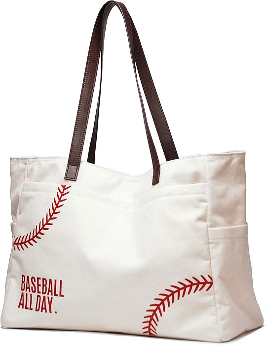 Canvas Tote Bag for Women, Embroidery Baseball Mom Bag, Baseball Mom Accessories, Sports Team Mus... | Amazon (US)