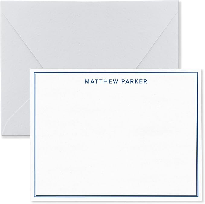 Personalized Note Cards Stationery for Men with Name and Border - Custom Stationary Set with Enve... | Amazon (US)