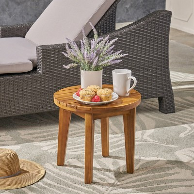 ACEPANO 16 Inch Outdoor Acacia Wood Round Accent Coffee Side Table Furniture-Teak | Target