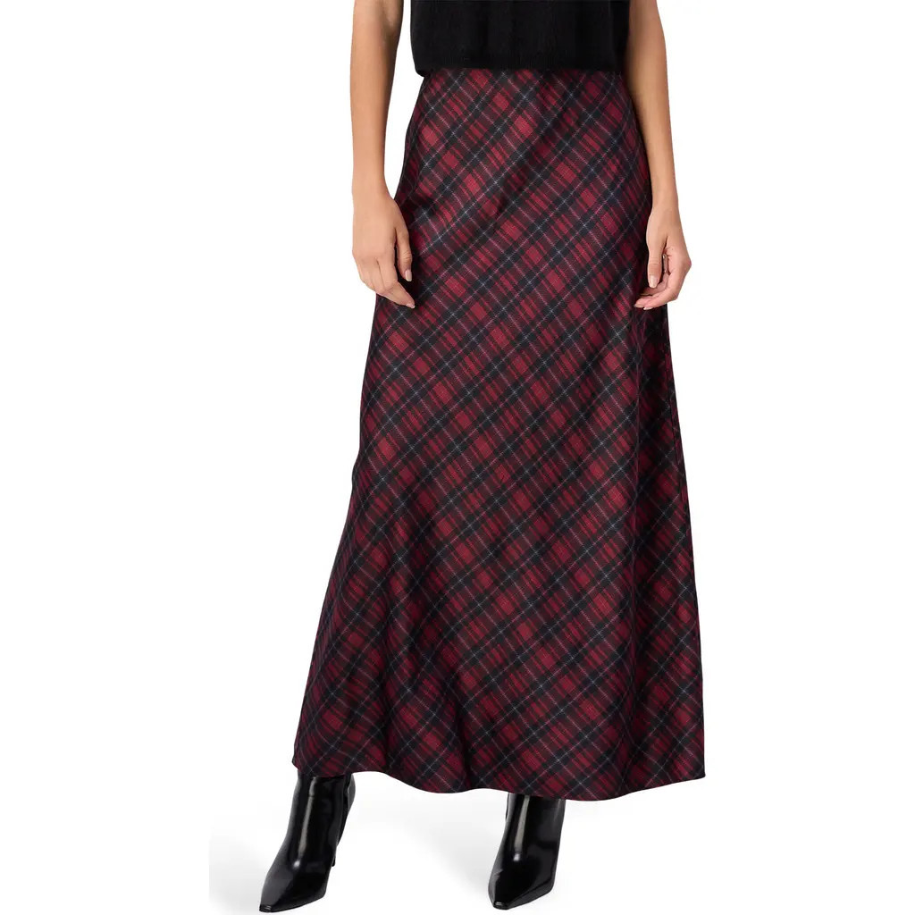 CAMI NYC Aviva Plaid Stretch Silk Maxi Skirt in Tartan at Nordstrom, Size X-Small | Nordstrom
