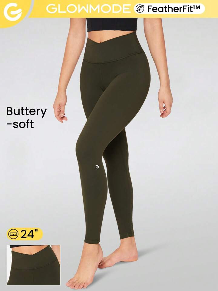 GLOWMODE SHEIN GLOWMODE X Marika Sila 24" FeatherFit™ Crossover Yoga Leggings Buttery Soft High... | SHEIN