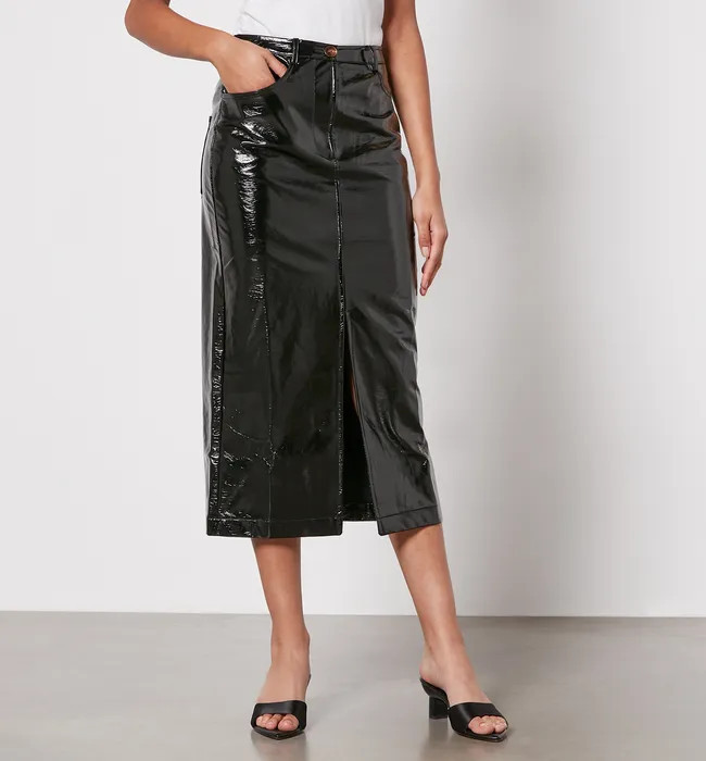 Kitri Penny Vinyl Midi Skirt | Coggles (Global)