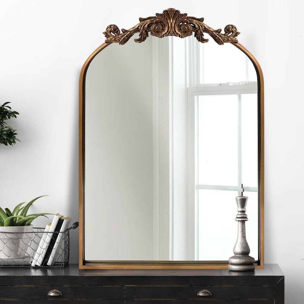 Gold Traditional Vintage Ornate Baroque Mirror,Gold Brass Mirror for Wall,Victorian Antique Bronz... | Amazon (US)