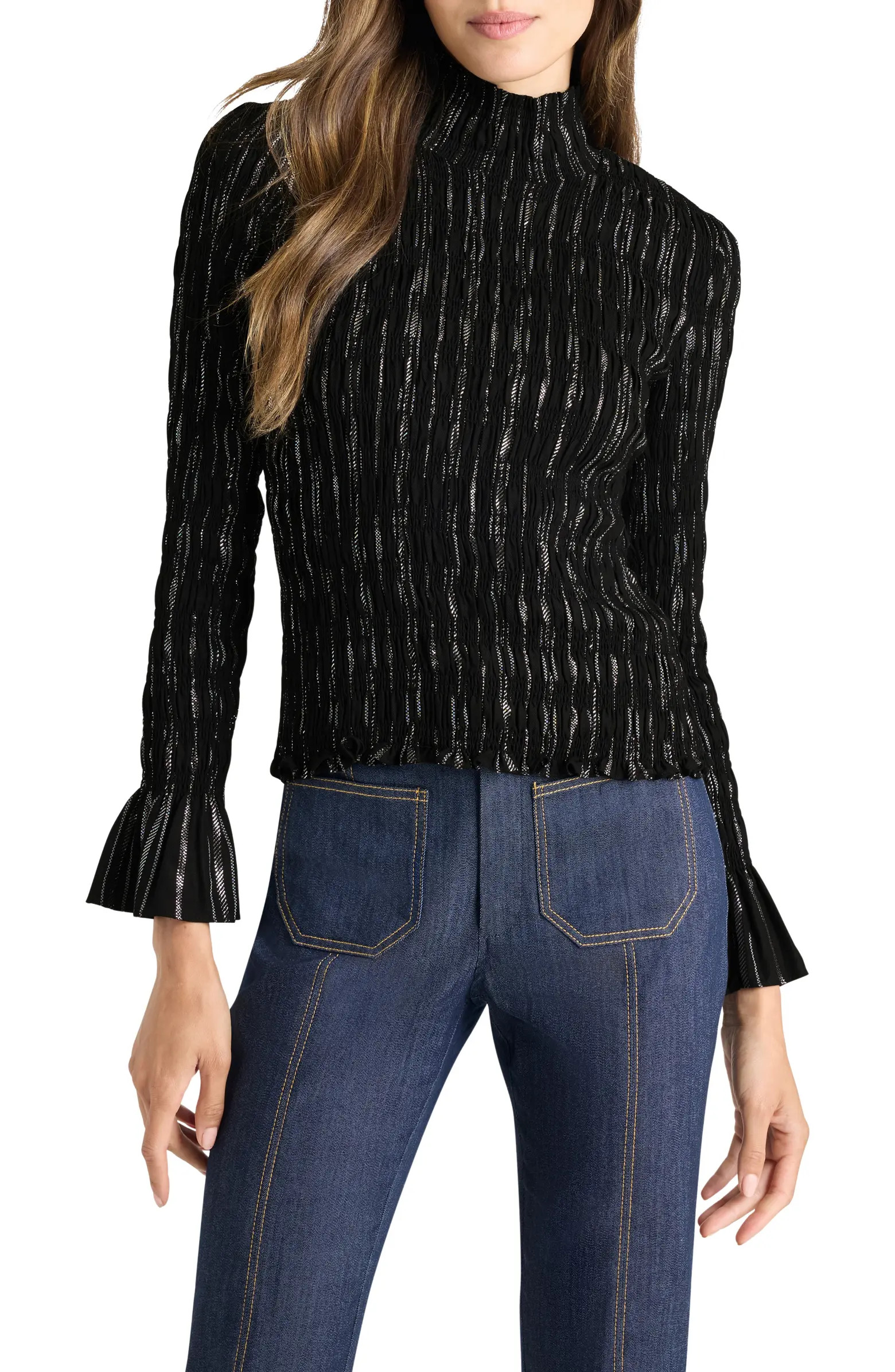 Cinq à Sept Cooper Metallic Smocked Top | Nordstrom | Nordstrom