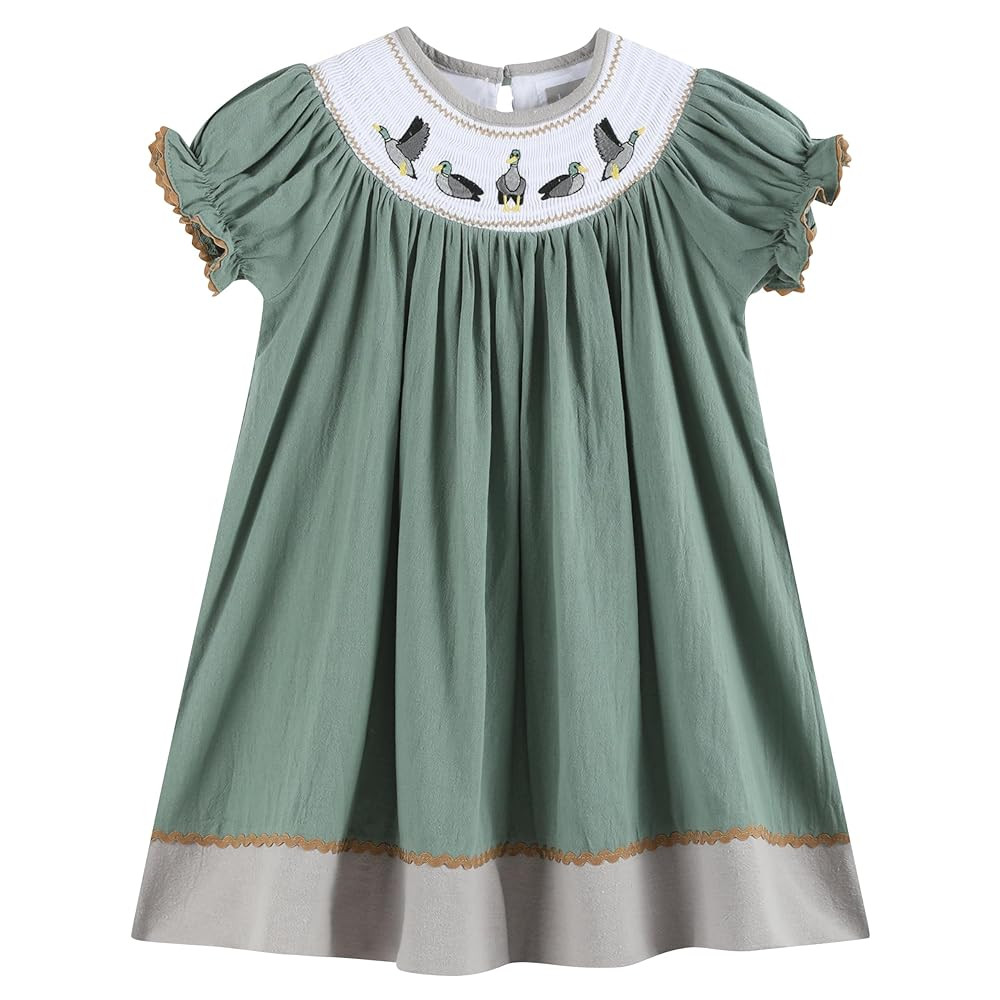 Sage Green Mallard Smocked Bishop Dress | Amazon (US)