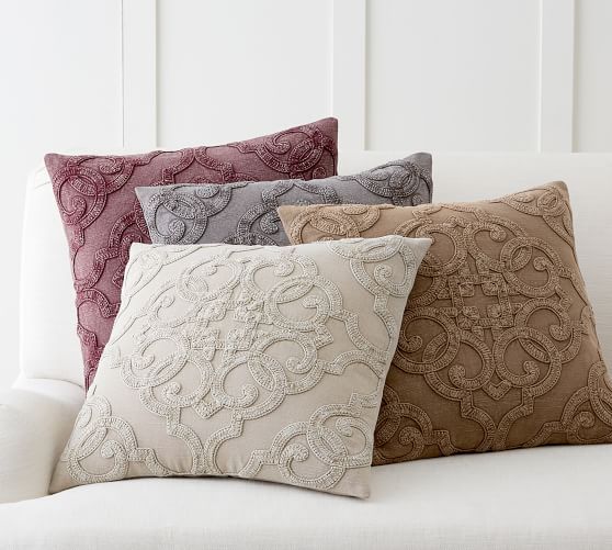 Drew Embroidered Pillow Cover | Pottery Barn (US)