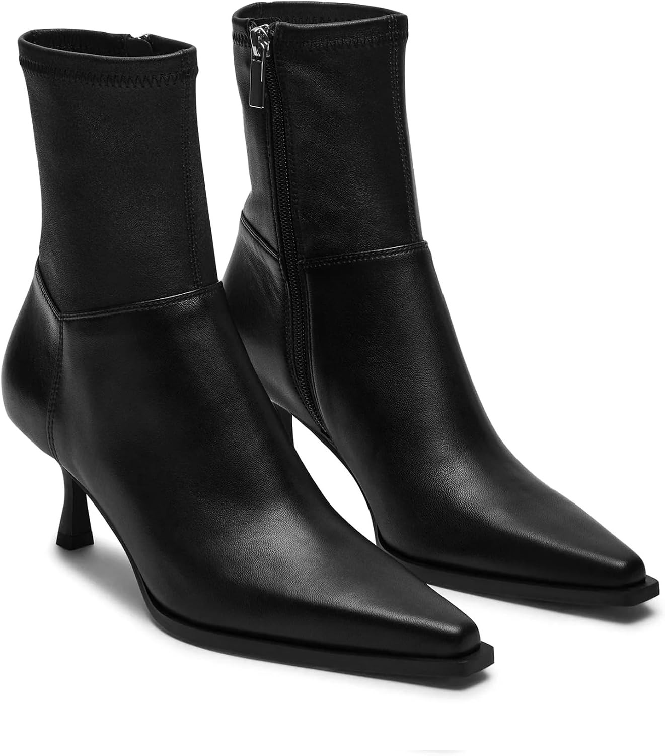 Coutgo Womens Kitten Low Heel Ankle Boots Pointed Toe Side Zipper Short Booties Fall Shoes | Amazon (US)