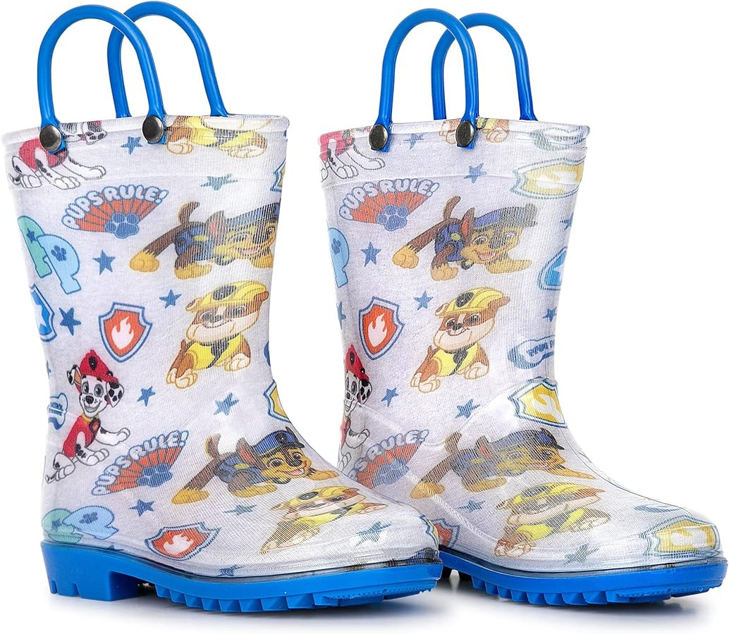 Nickelodeon Paw Patrol boys Character Printed Waterproof Easy-On Handles PVC Rain Boots | Amazon (US)