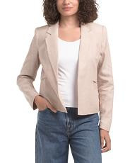 Linen Blend Cropped Notch Collar Jacket | TJ Maxx