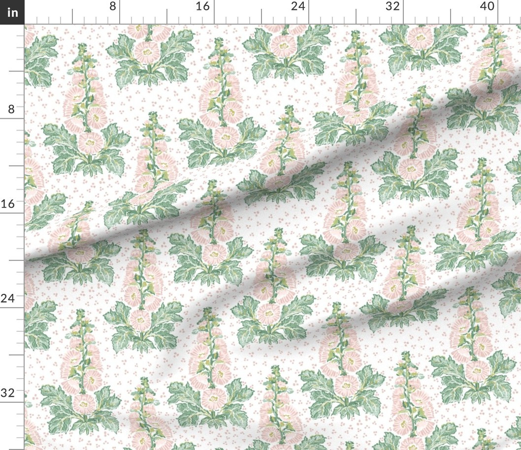 Hollyhock Block Pastel Pink Fabric | Spoonflower | Spoonflower