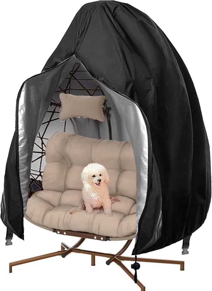 【Upgraded】Patio Egg Chair Covers with Zipper, 91 x 80 Large Wicker Egg Swing Chair Covers, Wa... | Amazon (US)