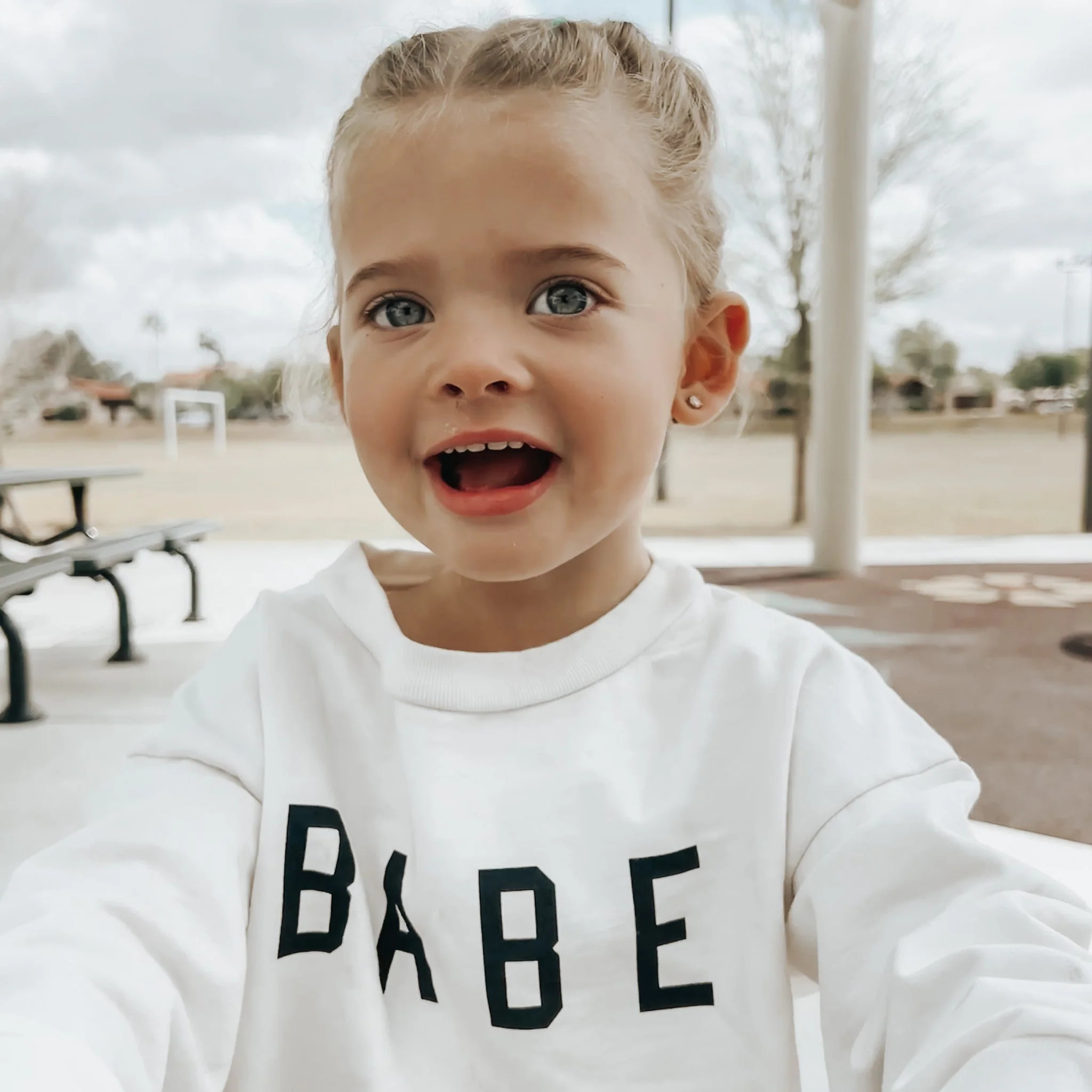 Kids Babe Everyday Sweatshirt in Powder Color | Ford and Wyatt