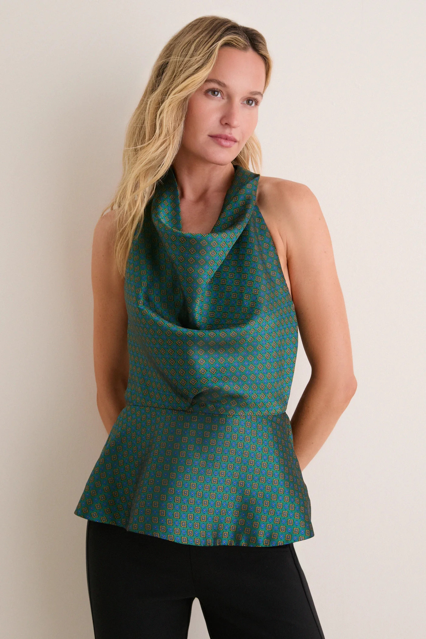 Geometric Tie Jacquard Farrow Halter Top | Tuckernuck (US)