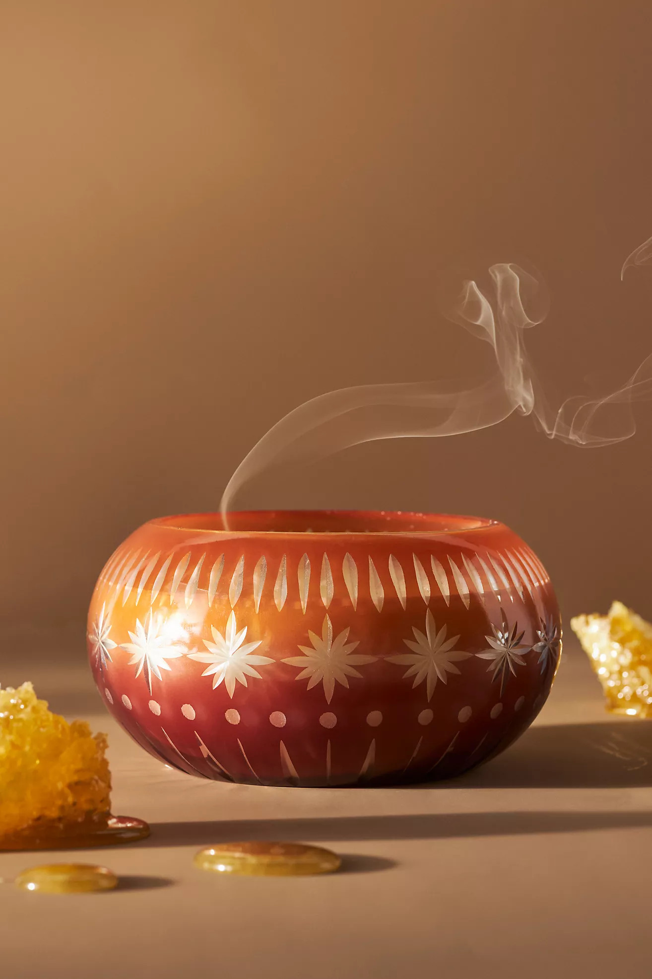 Etched Glass Fruity Golden Honey & Cedarwood Candle | Anthropologie (US)