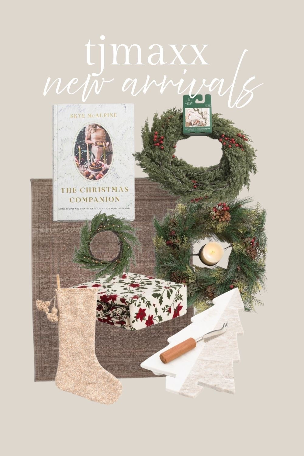New arrivals at Tjmaxx and Marshall’s online. The Christmas decor is out! Wreaths, garlands, stockings, holiday entertaining.
