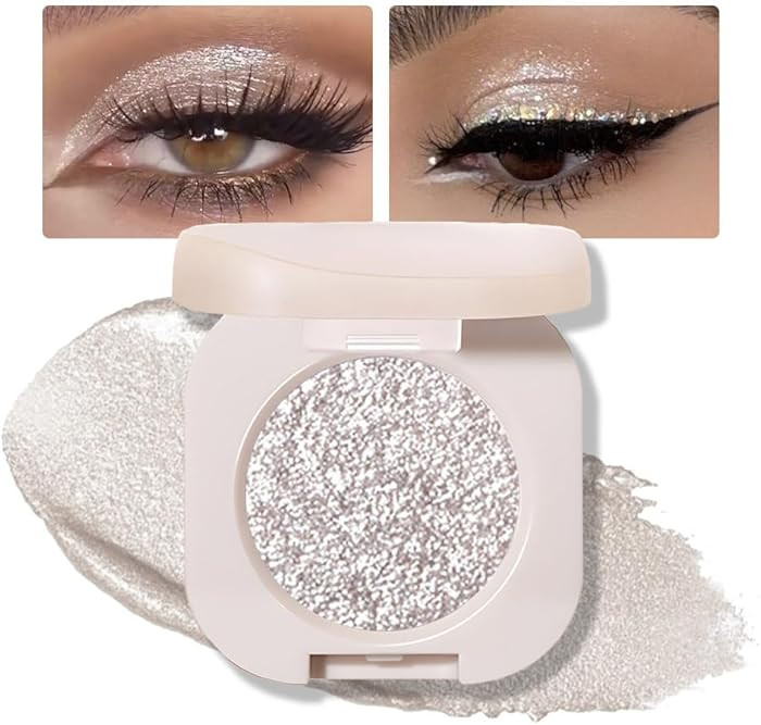 Glitter Shimmer Sparkle Eyeshadow Palette Makeup for Older Women, Silver Glitter Shimmer Metallic... | Amazon (US)