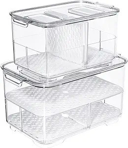 SANNO Vegetable Fruit Containers Fridge Food Storage Produce Saver Container Stackable Refrigerat... | Amazon (US)