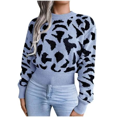 Jialili Sweater Women Casual Long Sleeve Hollow Out Base Knitted Sweater Blue L | Walmart (US)