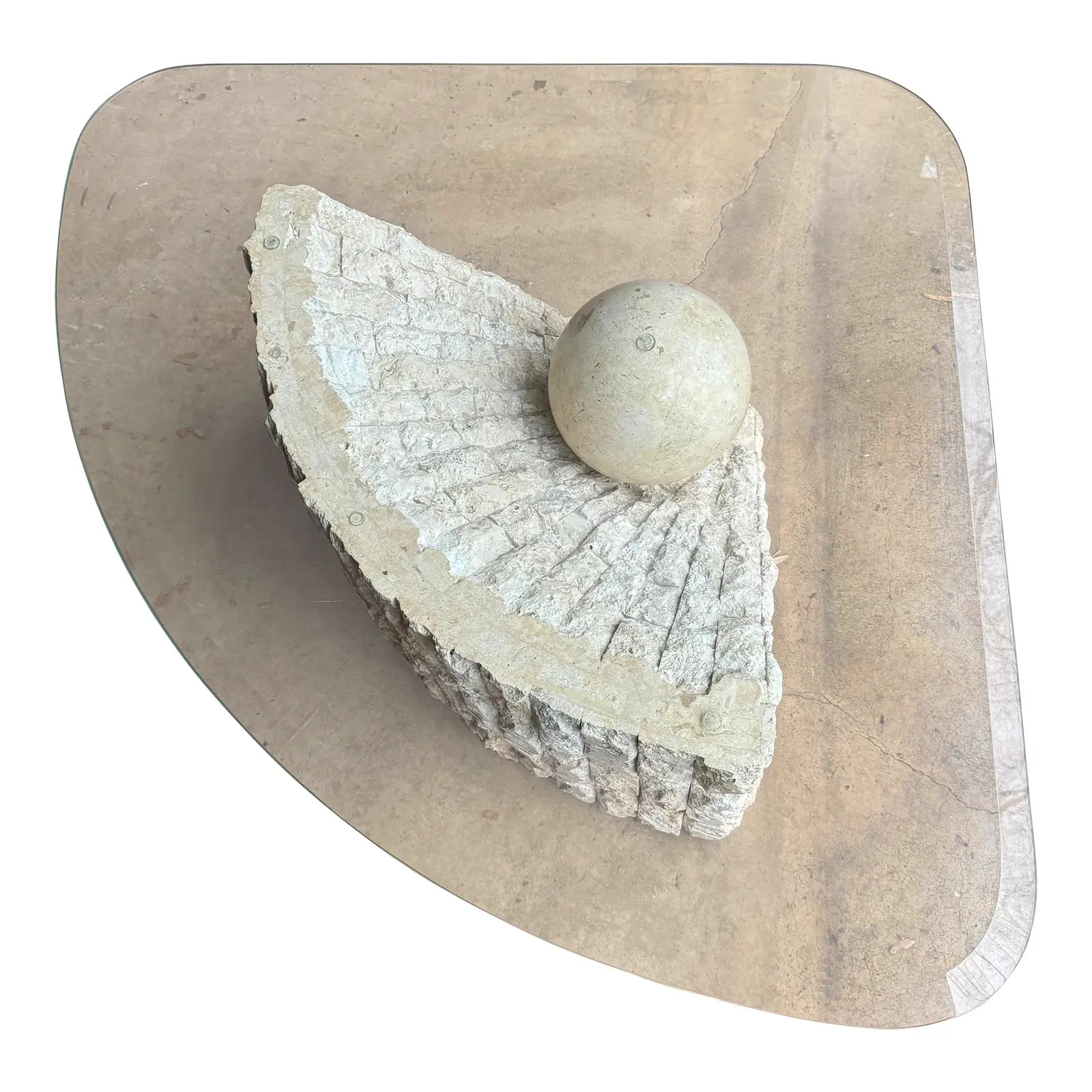 1980s Vintage Postmodern Tessellated Stone Side Table | Chairish