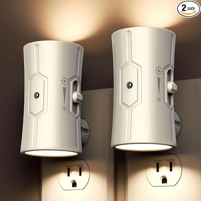 Night Light, LED Night Lights Plug into Wall, [2 Pack] Warm White 3000K, 0-100LM Adjustable Brigh... | Amazon (US)