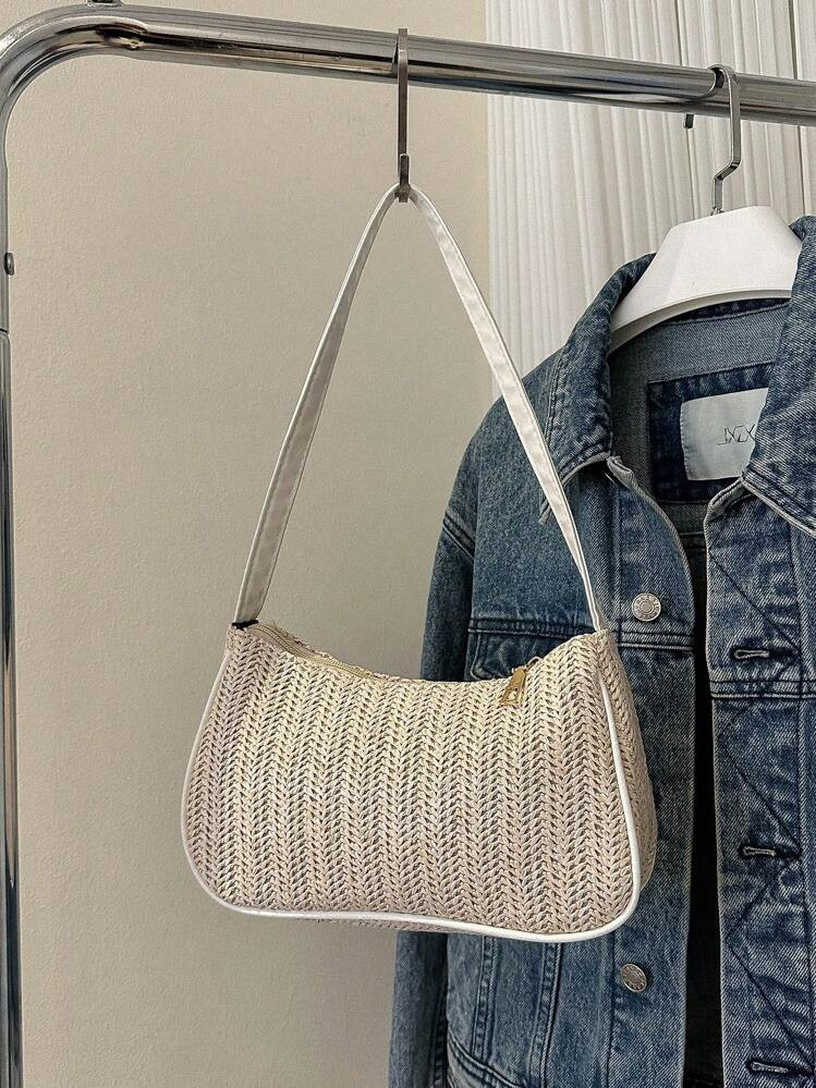 2025 Spring Simple Woven Underarm Leisure Commuting Shoulder Bag, Fashionable Woven Handbag For Women | SHEIN