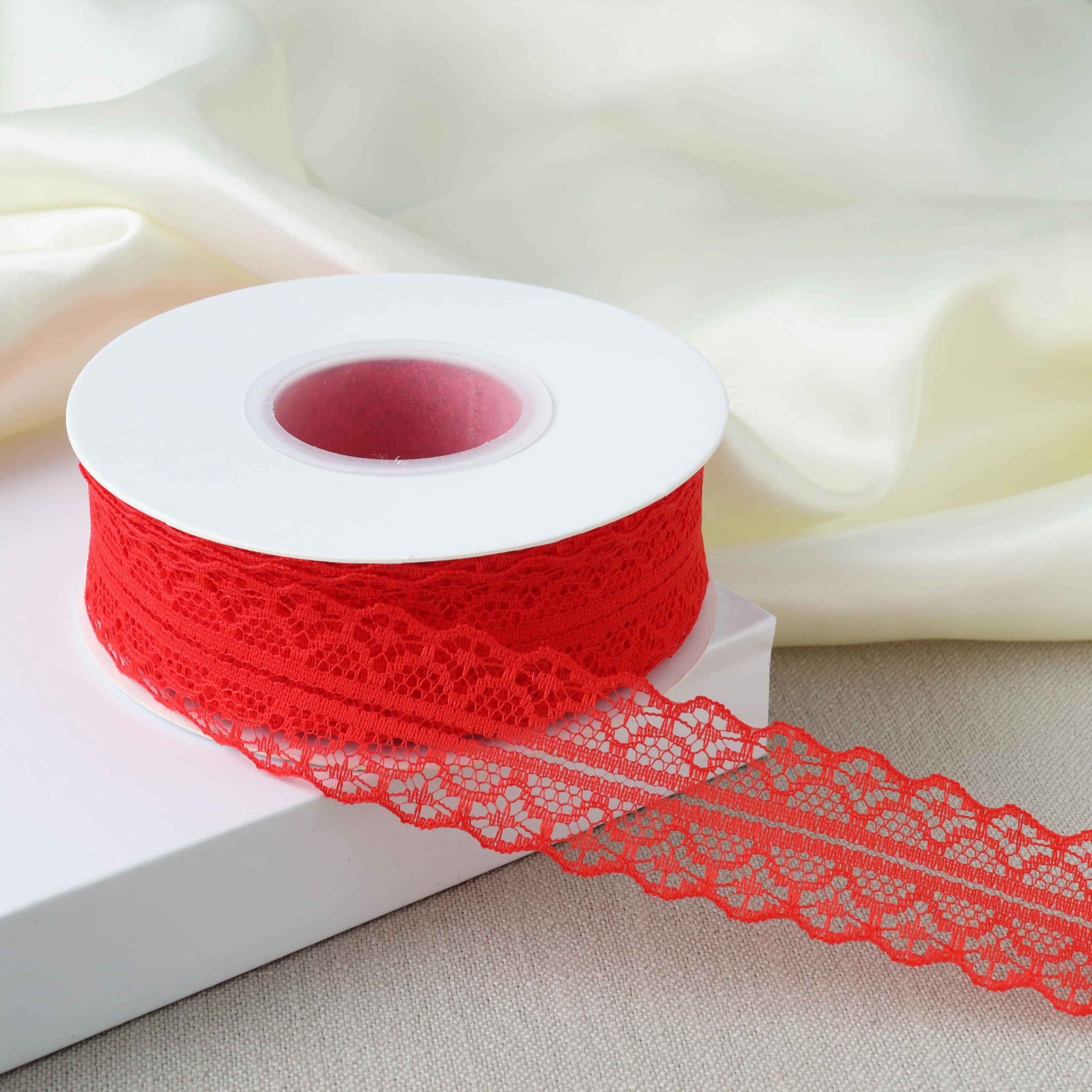 25 Yards Lace Trim Ribbon, 1.2 Inch Wide Vintage Lace Ribbons for Gift Wrapping, Flower Ribbon, W... | Amazon (US)