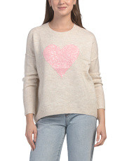 Clear Sequin Heart Long Sleeve Cozy Sweater | Women | Marshalls | Marshalls