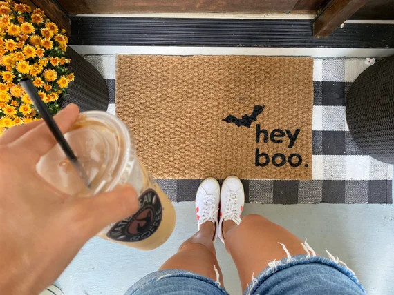 Hey Boo Halloween Welcome Mat Funny and cute doormats for | Etsy | Etsy (US)