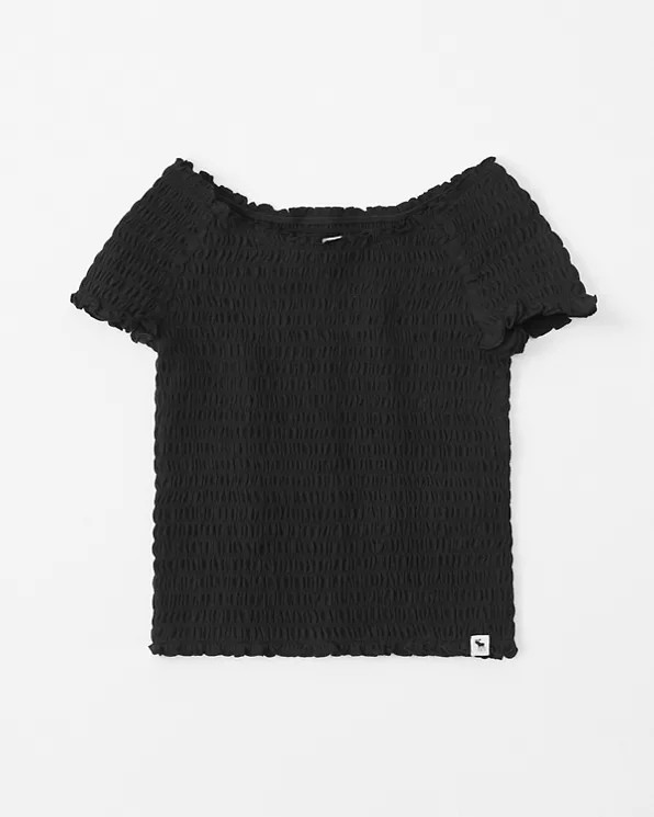 smocked off-the-shoulder top | abercrombie kids US
